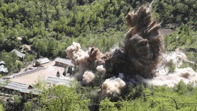 In this May 24, 2018 file photo, command post facilities of North Korea's nuclear test site are exploded in Punggye-ri, North Korea.(Representative Image/AP File Photo)