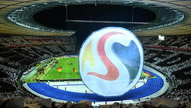 File photo the logo for the Euro 2024 is displayed prior to the friendly soccer match between Germany and Brazil in the Olympic stadium in Berlin (AP) File photo the logo for the Euro 2024 is displayed prior to the friendly soccer match between Germany and Brazil in the Olympic stadium in Berlin (AP)