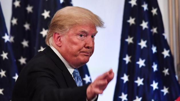 US President Donald Trump leaves after a press conference on September 26, 2018, on the sidelines of the United Nations General Assembly (UNGA) in New York. (AFP) US President Donald Trump leaves after a press conference on September 26, 2018, on the sidelines of the United Nations General Assembly (UNGA) in New York. (AFP)