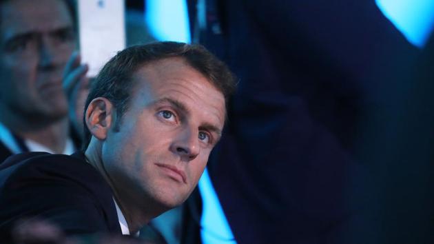 French President Emmanuel Macron listens during the One Planet Summit at the Plaza Hotel on the sidelines of the United Nations General Assembly in New York on September 26, 2018.(AFP)