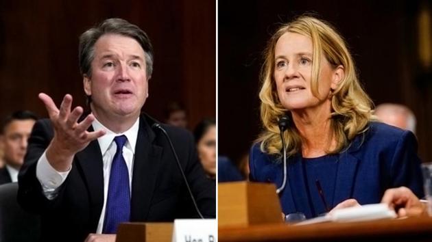 US Supreme Court nominee Brett Kavanaugh and Professor Christine Blasey Ford, testify in this combination photo during a Senate Judiciary Committee confirmation hearing on Capitol Hill in Washington, DC, US, on September 27, 2018.(Reuters)