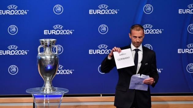 UEFA President Aleksander Ceferin unveils the host nation for Euro 2024 during the announcement Harold Cunningham.(REUTERS)