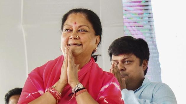 Vasundhara Raje addressed public meetings at Merta City in Nagaur district and Pundlota as part of her Rajasthan Gaurav Yatra. (PTI/File Photo) Vasundhara Raje addressed public meetings at Merta City in Nagaur district and Pundlota as part of her Rajasthan Gaurav Yatra. (PTI/File Photo)