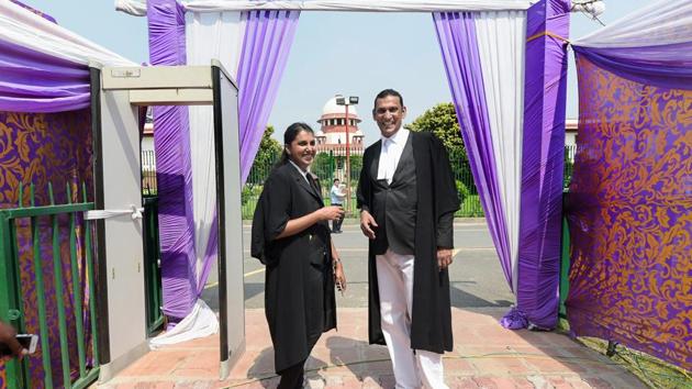 Joseph Shine’s lawyers Thulasi K Raj (left) and Kaleeswaram Raj and leave after the Supreme Court verdict on adultery law, in New Delhi, A five-judge constitution bench headed by Misra and consisting of justices RF Nariman, AM Khanwilkar, DY Chandrachud and Indu Malhotra gave a concurring verdict to declare adultery as unconstitutional (PTI) Joseph Shine’s lawyers Thulasi K Raj (left) and Kaleeswaram Raj and leave after the Supreme Court verdict on adultery law, in New Delhi, A five-judge constitution bench headed by Misra and consisting of justices RF Nariman, AM Khanwilkar, DY Chandrachud and Indu Malhotra gave a concurring verdict to declare adultery as unconstitutional (PTI)