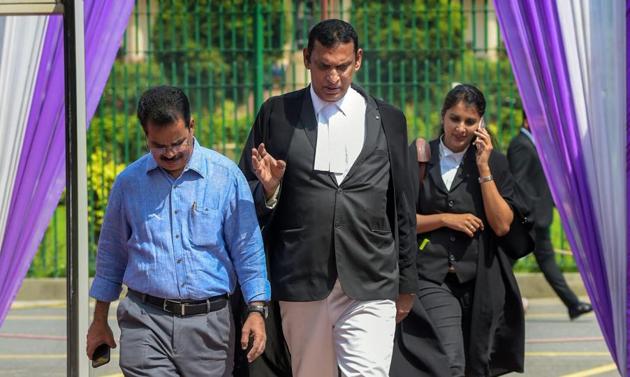 Lawyer Kaleeswaram Raj and Thulasi K Raj leave after the Supreme Court verdict on adultery law, in New Delhi, Sep 27. A five-judge constitution bench headed by Chief Justice Dipak Misra and consisting of justices RF Nariman, AM Khanwilkar, DY Chandrachud and Indu Malhotra gave a concurring verdict to declare adultery as unconstitutional(PTI)