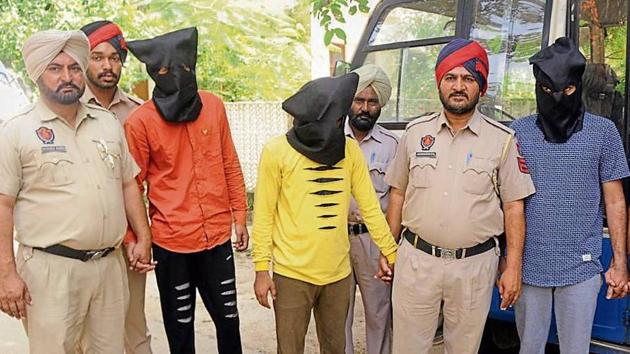 The accused in police custody in Patiala on Friday. (HT Photo) The accused in police custody in Patiala on Friday. (HT Photo)