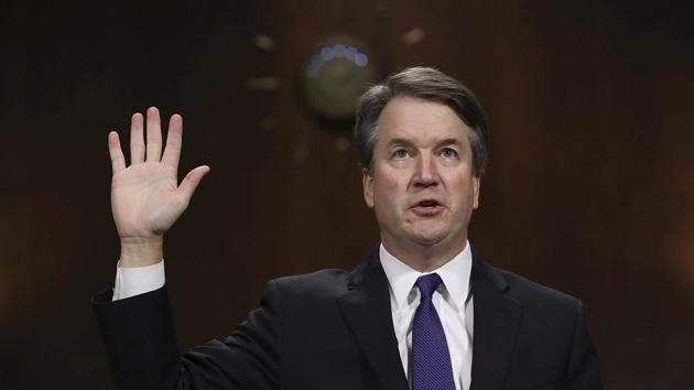 Supreme Court nominee Brett Kavanaugh is sworn in to testify before the Senate Judiciary Committee on Capitol Hill in Washington.(AP Photo) Supreme Court nominee Brett Kavanaugh is sworn in to testify before the Senate Judiciary Committee on Capitol Hill in Washington.(AP Photo)
