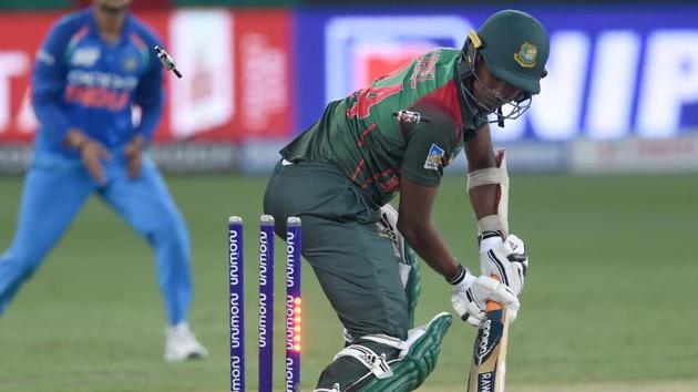 Bangladesh batsman Rubel Hossain dismissed by Indian cricketer Jasprit Bumrah during the final one day international. (AFP) Bangladesh batsman Rubel Hossain dismissed by Indian cricketer Jasprit Bumrah during the final one day international. (AFP)