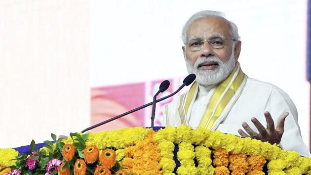 Prime Minister Narendra Modi addresses a public meeting at the inauguration of Mahatma Gandhi Museum and several other development projects,in Rajkot on September 30. (PTI Photo) Prime Minister Narendra Modi addresses a public meeting at the inauguration of Mahatma Gandhi Museum and several other development projects,in Rajkot on September 30. (PTI Photo)