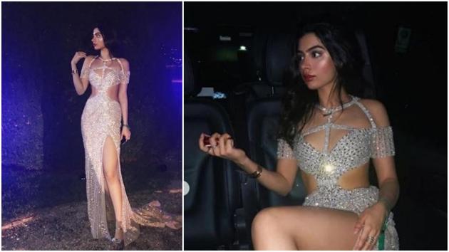 Khushi Kapoor dazzled in a cut-out Falguni and Shane Peacock dress.(Instagram)