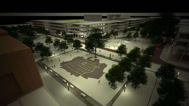 A model of the 30x30-sq-metre map to come up in the Sector-17 Plaza. (HT Photo) A model of the 30x30-sq-metre map to come up in the Sector-17 Plaza. (HT Photo)