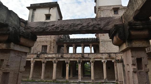 A short walk away from Sadar Bazaar, where a locked shop still bears the board of Modern Tailors – the name of Rajkumar Rao’s tailoring shop in the film– one comes to Rani Mahal and Hamamkhana and Raja Mahal and Bawri, popularly known as simply Raja-Rani Mahal, one of the locations where Stree was shot. This old palace also claims reports of more than just reel hauntings. (Mujeeb Faruqui / HT Photo) A short walk away from Sadar Bazaar, where a locked shop still bears the board of Modern Tailors – the name of Rajkumar Rao’s tailoring shop in the film– one comes to Rani Mahal and Hamamkhana and Raja Mahal and Bawri, popularly known as simply Raja-Rani Mahal, one of the locations where Stree was shot. This old palace also claims reports of more than just reel hauntings. (Mujeeb Faruqui / HT Photo)