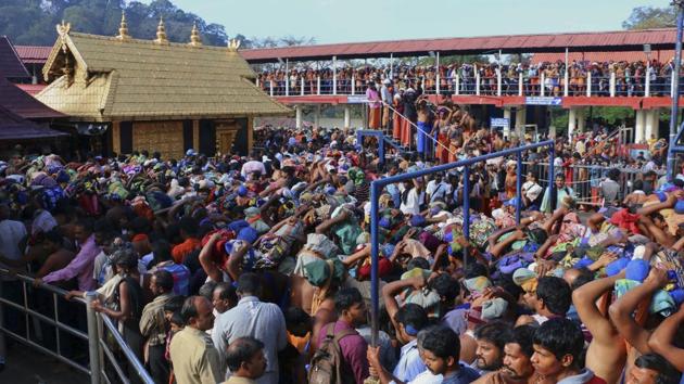 The Supreme Court had opened the doors of Sabarimala to women of all ages in a 4-1 judgment on Friday, annulling the age-old tradition of the temple to deny the right of worship to women aged between 10 and 50 years.(AP File Photo)