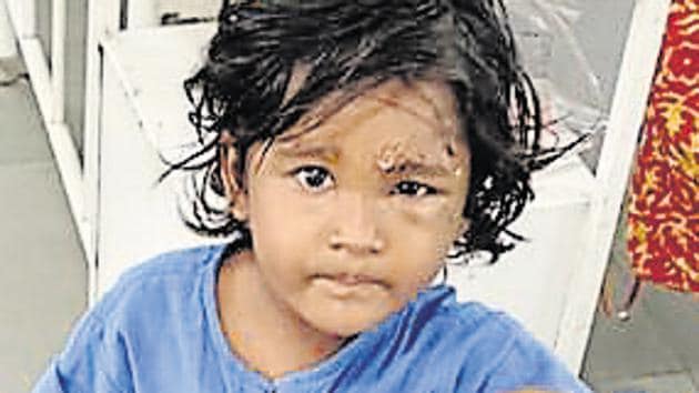 With no relative or family member coming forward to claim the four-year-old (in picture) found abandoned near the city’s railway station, police have begun circulating her photograph on several WhatsApp groups in the hope that someone will recognise her. (HT Photo) With no relative or family member coming forward to claim the four-year-old (in picture) found abandoned near the city’s railway station, police have begun circulating her photograph on several WhatsApp groups in the hope that someone will recognise her. (HT Photo)