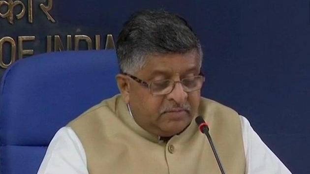 Union minister Ravi Shakar Prasad addressing the media on October 3.(ANI Photo/Twitter)