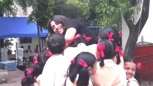 Priyanka Chopra captured the internet’s heart when she shared an adorable video of her dancing to LoveYatri’s Chogada song with school students. (Instagram)