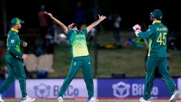 Imran Tahir celebrates after taking a hat-trick against Zimbabwe(ICC/ Twitter) Imran Tahir celebrates after taking a hat-trick against Zimbabwe(ICC/ Twitter)
