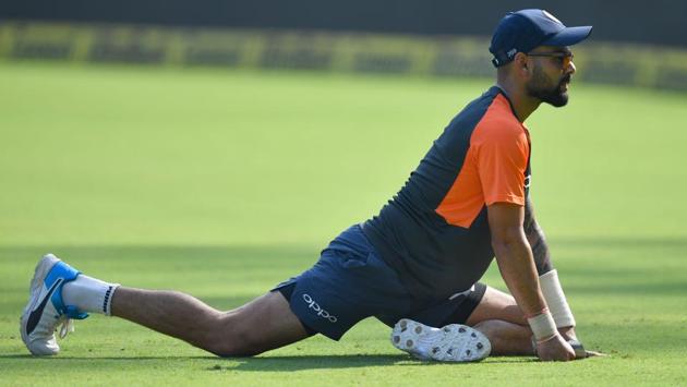 Back after a short break, Indian skipper Virat Kohli has been grinding it out at the nets as he prepares for the first Test against the West Indies, starting at Rajkot on Thursday. Kohli looked in fine flow on Wednesday as BCCI posted a video of the captain fine-tuning his batting skills at the nets. (Indranil Mukherjee / AFP)