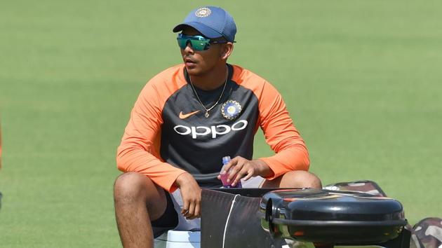 India cricketer Prithvi Shaw during a training session in Rajkot.(AFP) India cricketer Prithvi Shaw during a training session in Rajkot.(AFP)