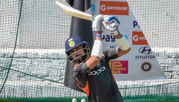 India captain Virat kohli trains at the Saurashtra Cricket Association Stadium in Rajkot. (PTI) India captain Virat kohli trains at the Saurashtra Cricket Association Stadium in Rajkot. (PTI)