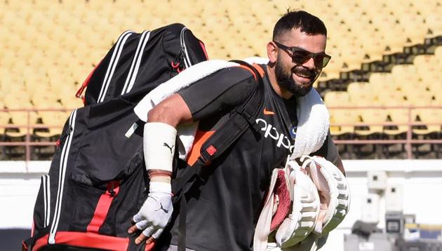 Virat kohli during training at the Saurashtra Cricket Association Stadium on Tuesday. (PTI) Virat kohli during training at the Saurashtra Cricket Association Stadium on Tuesday. (PTI)