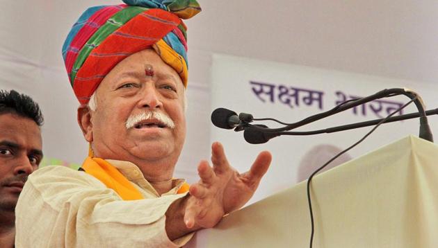 RSS chief Mohan Bhagwat has said even opposition parties cannot openly oppose a Ram temple in Ayodhya as the deity is revered by the country’s majority.(PTI/File Photo) RSS chief Mohan Bhagwat has said even opposition parties cannot openly oppose a Ram temple in Ayodhya as the deity is revered by the country’s majority.(PTI/File Photo)
