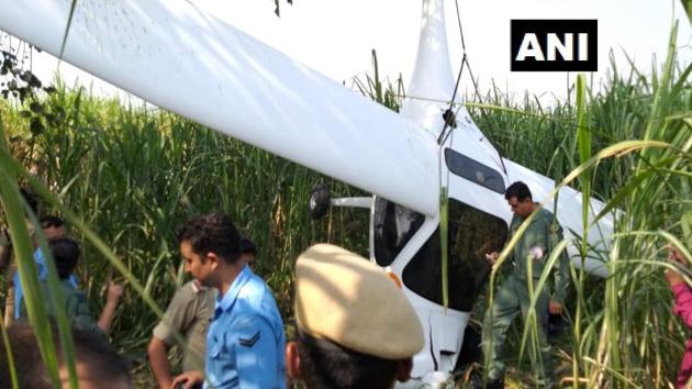 According to news agency IANS, the plane had taken off from the Hindon airbase in Ghaziabad and was reportedly participating in a drill for Air Force Day.(ANI/Twitter)