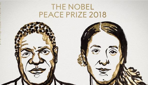 Denis Mukwege and Nadia Murad for their efforts to end the use of sexual violence as a weapon of war and armed conflict. (Nobel Prize/Twitter Photo) Denis Mukwege and Nadia Murad for their efforts to end the use of sexual violence as a weapon of war and armed conflict. (Nobel Prize/Twitter Photo)