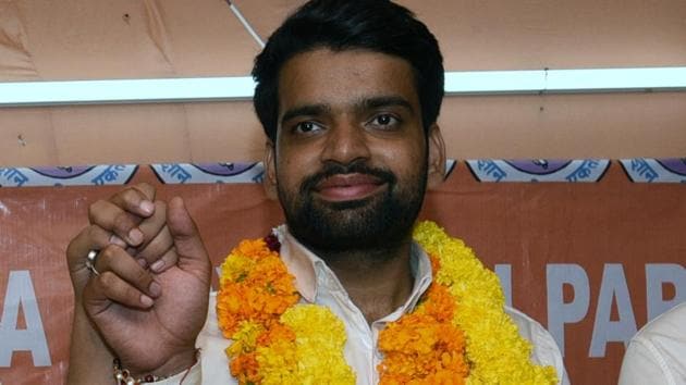 DUSU president Ankiv Baisoya, a member of the RSS-affliated ABVP, had claimed he had studied at Tamil Nadu’s Thiruvalluvar University from 2013 to 2016.(Mohd Zakir/HT PHOTO)