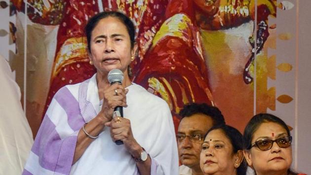West Bengal chief minister Mamata Banerjee addresses during the inauguration of a pandal ahead of Durga Puja festival, in Kolkata, on October 5, 2018. (PTI Photo) West Bengal chief minister Mamata Banerjee addresses during the inauguration of a pandal ahead of Durga Puja festival, in Kolkata, on October 5, 2018. (PTI Photo)