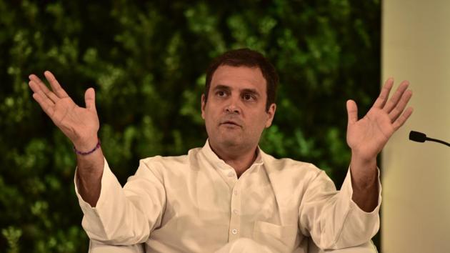 Rahul Gandhi, President, Indian National Congress during the Hindustan Times Leadership Summit at Taj Palace in New Delhi, India, on Friday, October 5, 2018.(HT Photo)