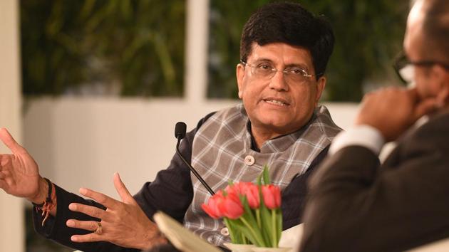 Union minister Piyush Goyal during the Hindustan Times Leadership Summit at Taj Palace in New Delhi, on October 5, 2018.(Raj K Raj/HT Photo)