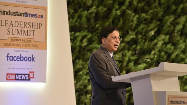 New Delhi, India - Oct. 5, 2018: Dipak Misra, Former Chief Justice of India during the Hindustan Times Leadership Summit at Taj Palace, in New Delhi, India, on Friday, October 5, 2018.(HT Photo)