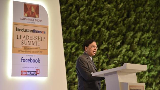 Dipak Misra, former Chief Justice of India during the Hindustan Times Leadership Summit, New Delhi, October 5(Sanchit Khanna/HT PHOTO)