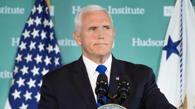 US Vice President Mike Pence addresses the Hudson Institute on the administration's policy towards China in Washington, DC, on October 4, 2018. (AFP) US Vice President Mike Pence addresses the Hudson Institute on the administration's policy towards China in Washington, DC, on October 4, 2018. (AFP)