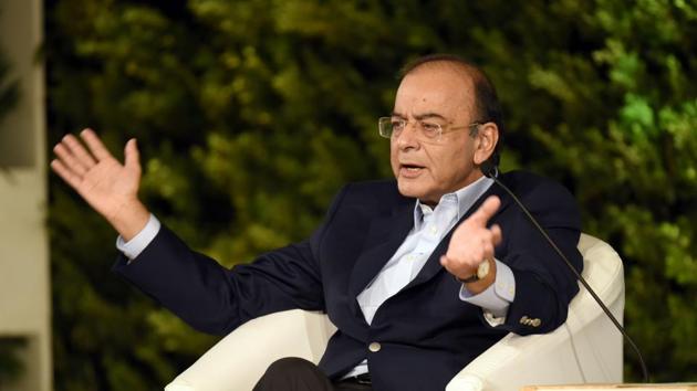 Arun Jaitley, Minister of Finance and Corporate Affairs during the Hindustan Times Leadership Summit at Taj Palace, in New Delhi, India, on Saturday, October 6, 2018.(HT PHOTO)