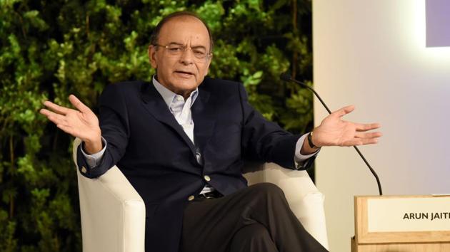 Arun Jaitley, Minister of Finance and Corporate Affairs during the Hindustan Times Leadership Summit at Taj Palace, in New Delhi, India, on Saturday, October 6, 2018. (Burhaan Kinu/HT PHOTO) Arun Jaitley, Minister of Finance and Corporate Affairs during the Hindustan Times Leadership Summit at Taj Palace, in New Delhi, India, on Saturday, October 6, 2018. (Burhaan Kinu/HT PHOTO)