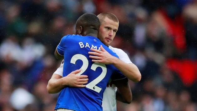 Tottenham's Eric Dier and Cardiff City's Sol Bamba embrace at the end of the match.(REUTERS)