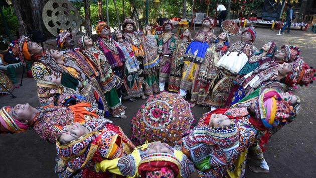 Folk dancers from Panghat Group of Performing Arts participate in a ‘Garba’ dance rehearsal ahead of the forthcoming ‘Navratri’ festival in Ahmedabad, Gujarat. (Sam Panthaky / AFP) Folk dancers from Panghat Group of Performing Arts participate in a ‘Garba’ dance rehearsal ahead of the forthcoming ‘Navratri’ festival in Ahmedabad, Gujarat. (Sam Panthaky / AFP)