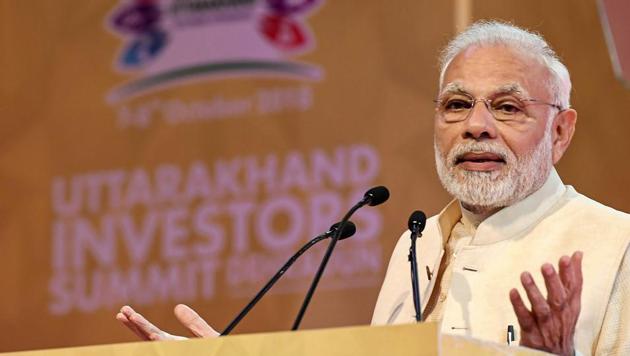 Prime Minister Narendra Modi addresses the 1st Uttarakhand Investors Summit 2018, in Dehradun, Uttarakhand, on Sunday, October 07, 2018. (PTI Photo) Prime Minister Narendra Modi addresses the 1st Uttarakhand Investors Summit 2018, in Dehradun, Uttarakhand, on Sunday, October 07, 2018. (PTI Photo)
