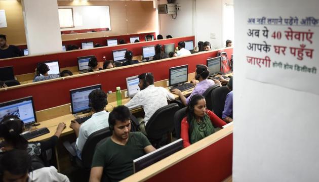 From September 10 till October 6, the call centre has received a total of 45,056 service requests. (Burhaan Kinu/HT Photo) From September 10 till October 6, the call centre has received a total of 45,056 service requests. (Burhaan Kinu/HT Photo)