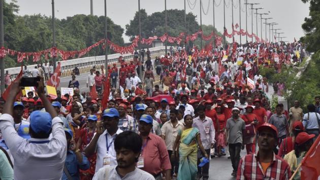 Kisan rally at Maharaj Ranjeet Singh flyover, in New Delhi, India on September 05, 2018. The Congress is organising a farmers’ rally in Delhi on October 23 in protest against the Modi government’s agrarian policy. (HT File PHOTO) Kisan rally at Maharaj Ranjeet Singh flyover, in New Delhi, India on September 05, 2018. The Congress is organising a farmers’ rally in Delhi on October 23 in protest against the Modi government’s agrarian policy. (HT File PHOTO)