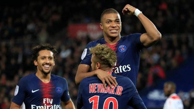 Kylian Mbappe celebrates after scoring against Lyon. (REUTERS) Kylian Mbappe celebrates after scoring against Lyon. (REUTERS)