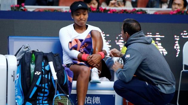 Naomi Osaka of Japan sits on the bench as she talks to her coach during her match against Anastasija Sevastova of Latvia. (REUTERS) Naomi Osaka of Japan sits on the bench as she talks to her coach during her match against Anastasija Sevastova of Latvia. (REUTERS)
