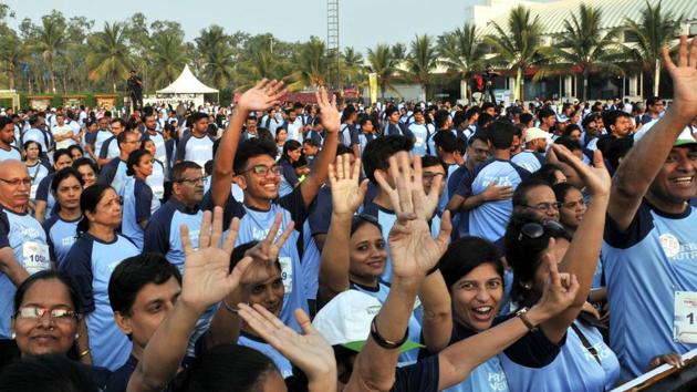 People during second edition of Herbal Nutrition India, second edition of Fit Families fest at Laxmi Lawns, Magarpatta in Pune,on October 7,2018. (HT photo)