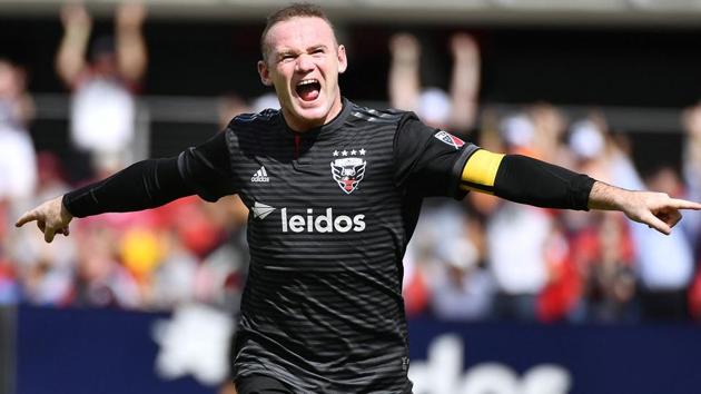 D.C. United forward Wayne Rooney (9) celebrates after scoring a goal against the New York Red Bulls.(USA TODAY Sports)