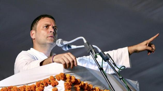 Congress president Rahul Gandhi addresses a public meeting, at Bayana in Bharatpur on October 9. (PTI Photo) Congress president Rahul Gandhi addresses a public meeting, at Bayana in Bharatpur on October 9. (PTI Photo)