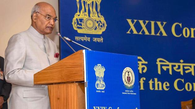 President Ram Nath Kovind speaks during the inauguration of 29th Accountants General Conference in New Delhi. (RB Photo / PTI)