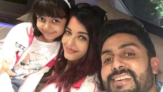Aishwarya Rai Bachchan with daughter Aaradhya and husband Abhishek Bachchan. Aishwarya Rai Bachchan with daughter Aaradhya and husband Abhishek Bachchan.