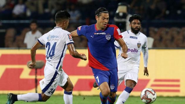 Nicolas Ladislao Fedor Flores of Bengaluru FC in action during match 2 of the Indian Super League 2018 ( ISL ) between Bengaluru FC and Chennaiyin FC. (ISL Image) Nicolas Ladislao Fedor Flores of Bengaluru FC in action during match 2 of the Indian Super League 2018 ( ISL ) between Bengaluru FC and Chennaiyin FC. (ISL Image)